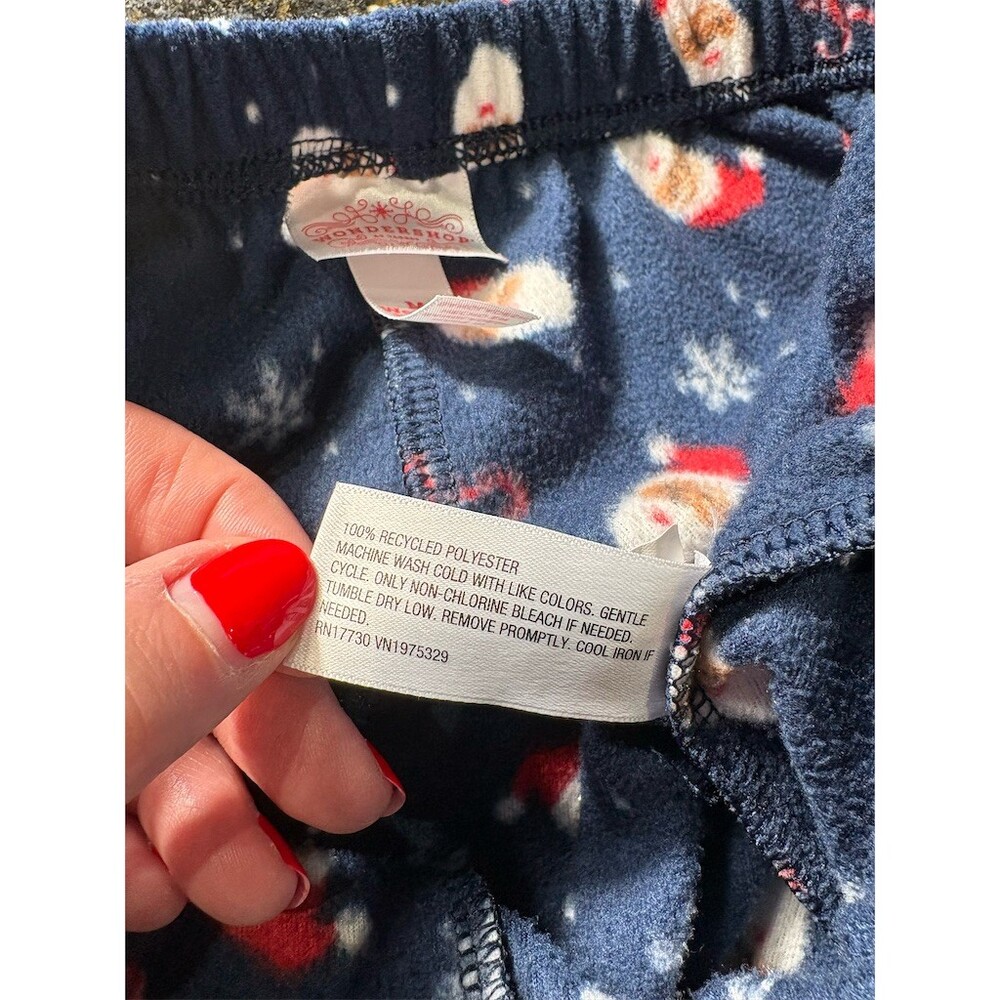 WonderShop Womens Pajama Pants Size M Navy Blue Santa Snowflake Print Cozy - Picture 4 of 5